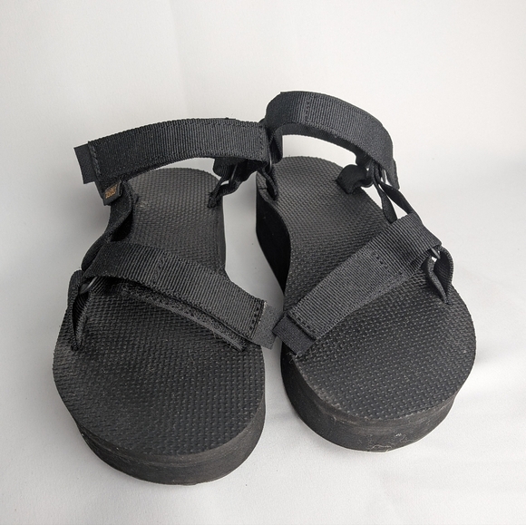 TEVA Platform Straps Sandals Size 7 Black Color All Straps Are Adjustable - Picture 2 of 8